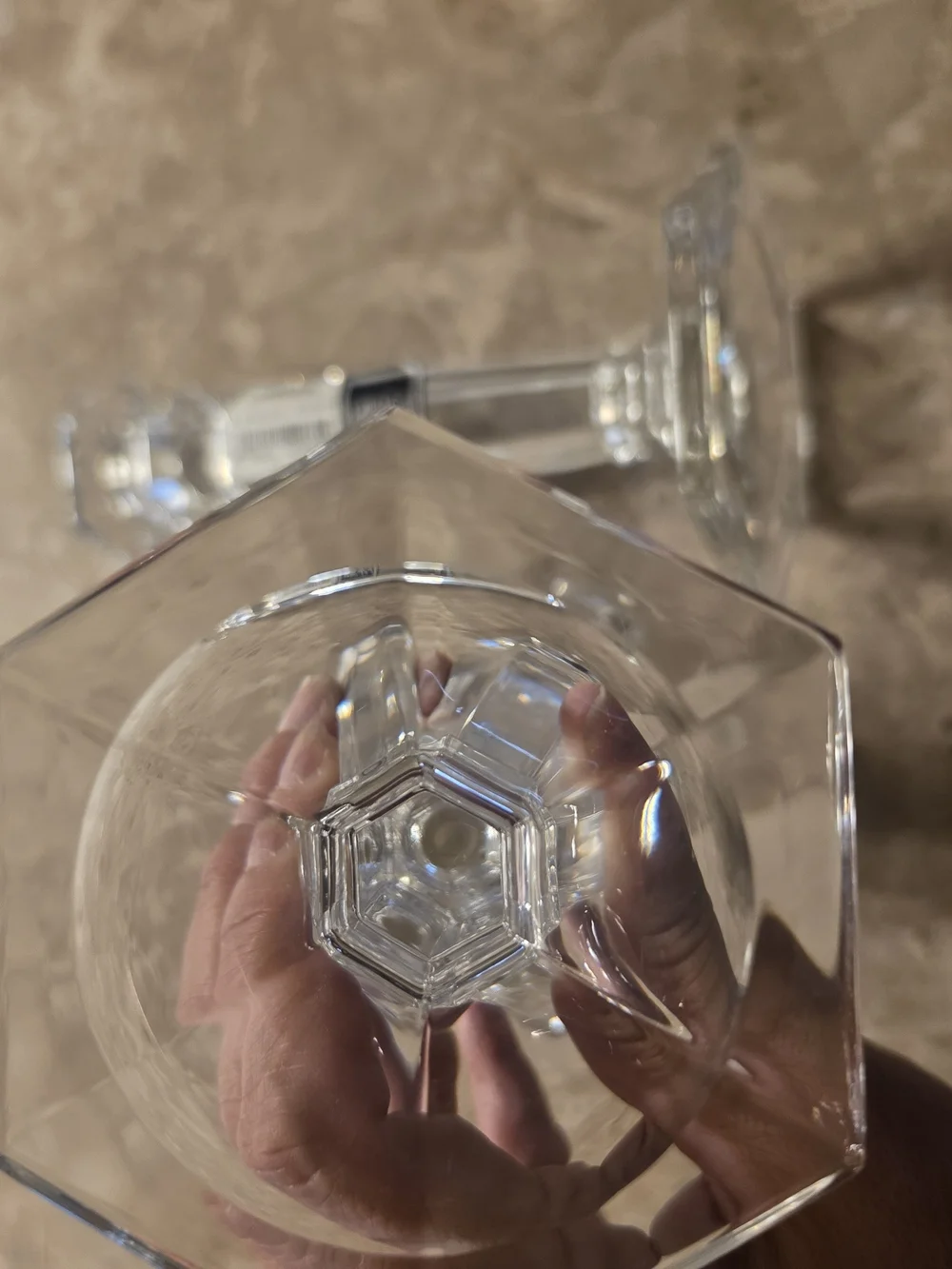 Mikasa Cambridge Clear Hexagonal Crystal Candle Holders - Pair